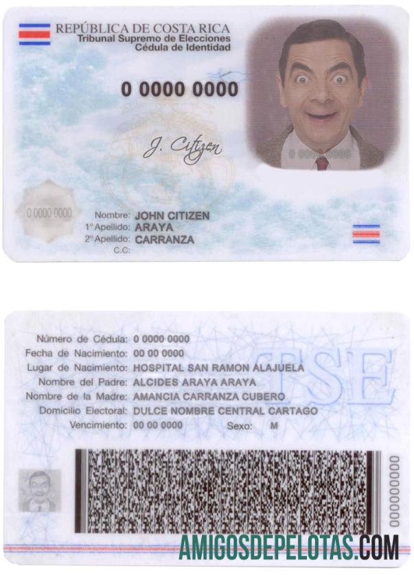 Costa Rica ID exemplo